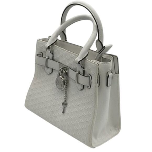 RETAIL $498 Michael Kors Hamilton Small Logo Embossed Washed Denim Satchel*NEW - Picture 3 of 13